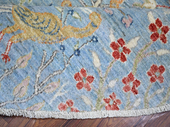 8'0" x 8'3" New Hand Knotted Blue Wool Round Oriental Rug - MOA10273324