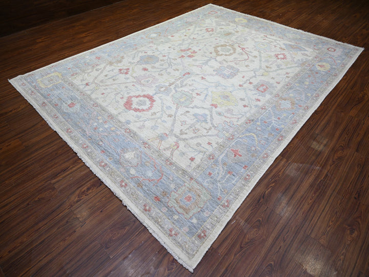 8'10" x 11'8" New Hand Knotted Ivory Wool Rectangle Oriental Rug - MOA10273360