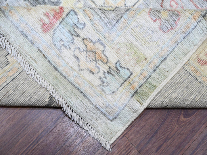 11'6" x 15'7" New Hand Knotted Green Wool Rectangle Oriental Rug - MOA10273383