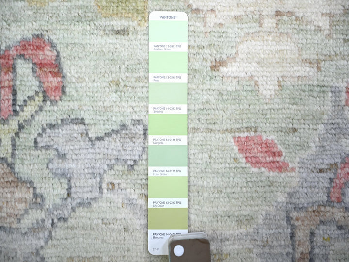 11'6" x 15'7" New Hand Knotted Green Wool Rectangle Oriental Rug - MOA10273383