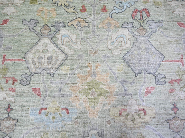 11'6" x 15'7" New Hand Knotted Green Wool Rectangle Oriental Rug - MOA10273383