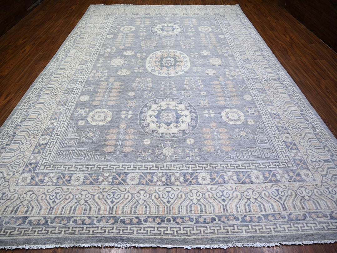 10'0" x 14'1" New Hand Knotted Grey Wool Rectangle Oriental Rug - MOA10273397