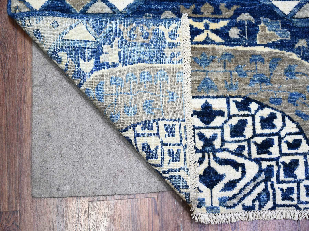 8'10" x 11'8" New Hand Knotted Blue Wool Rectangle Oriental Rug - MOA10273402