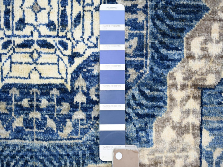8'10" x 11'8" New Hand Knotted Blue Wool Rectangle Oriental Rug - MOA10273402