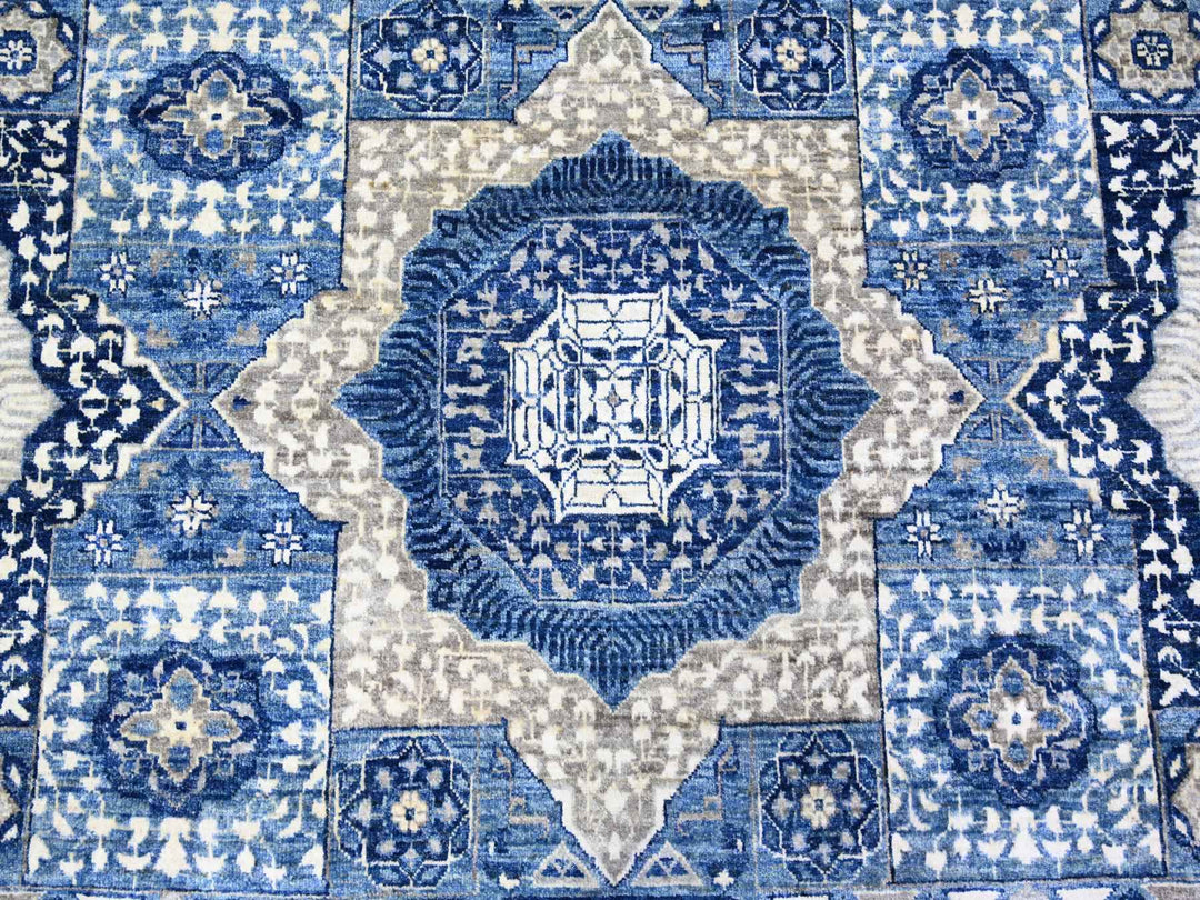8'10" x 11'8" New Hand Knotted Blue Wool Rectangle Oriental Rug - MOA10273402