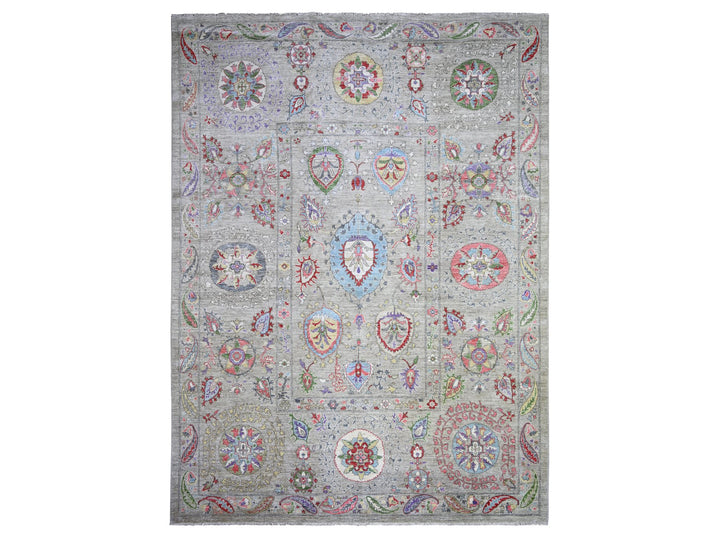 9'0" x 12'2" New Hand Knotted Beige Wool Rectangle Oriental Rug - MOA10273403