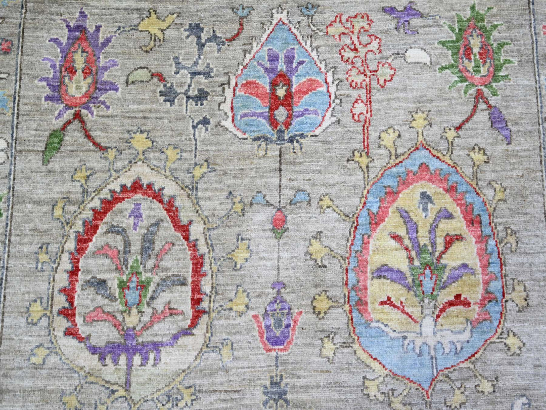 9'0" x 12'2" New Hand Knotted Beige Wool Rectangle Oriental Rug - MOA10273403