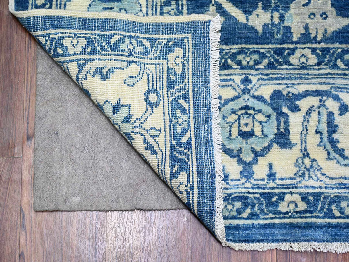 6'1" x 8'6" New Hand Knotted Blue Wool Rectangle Oriental Rug - MOA10273404