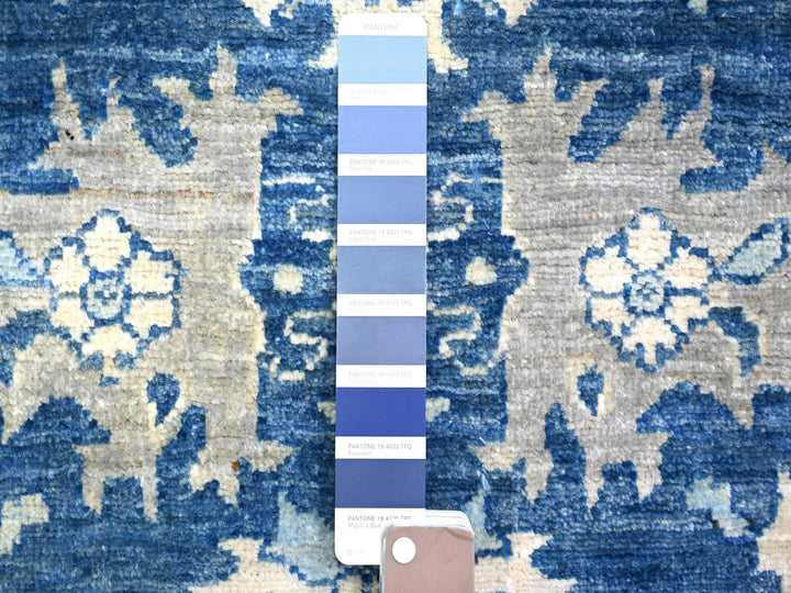 6'1" x 8'6" New Hand Knotted Blue Wool Rectangle Oriental Rug - MOA10273404