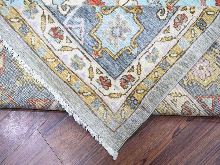 8'8" x 11'7" New Hand Knotted Grey Wool Rectangle Oriental Rug - MOA10273406
