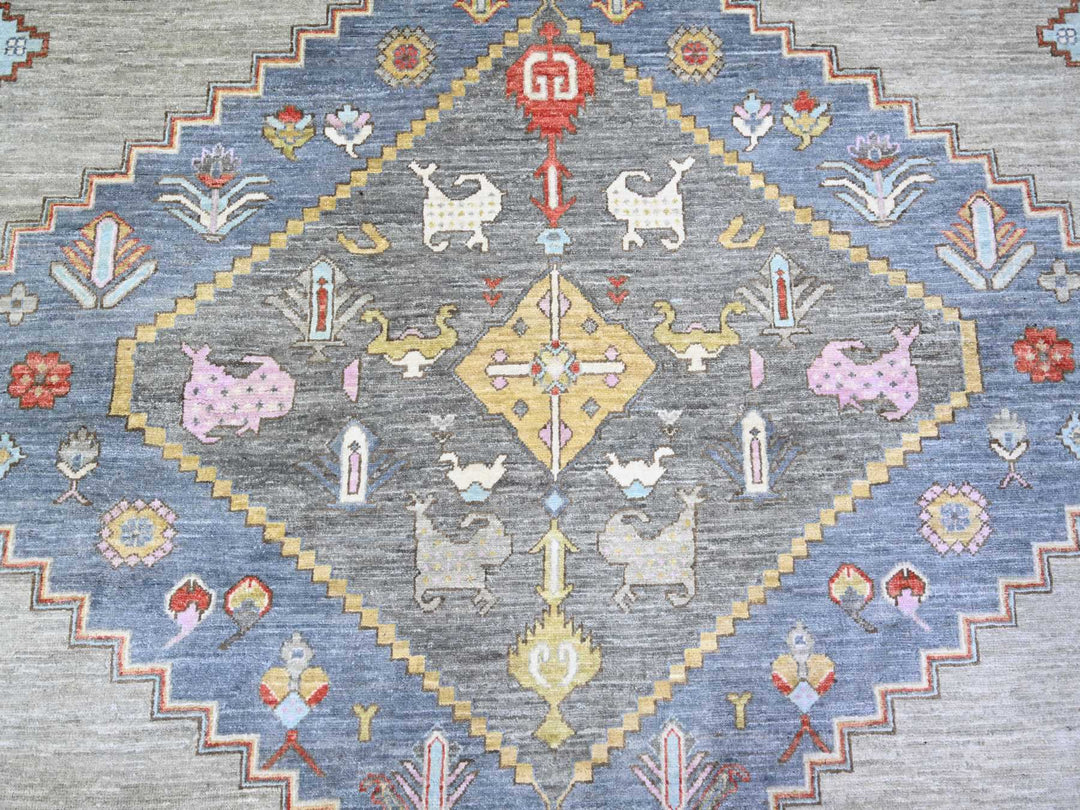 8'8" x 11'7" New Hand Knotted Grey Wool Rectangle Oriental Rug - MOA10273406
