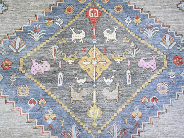 8'8" x 11'7" New Hand Knotted Grey Wool Rectangle Oriental Rug - MOA10273406