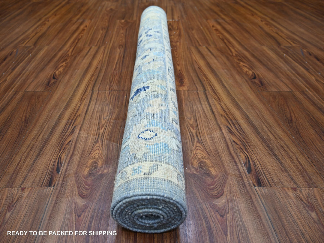 4'2" x 9'5" New Hand Knotted Blue Wool Runner Oriental Rug - MOA10273414