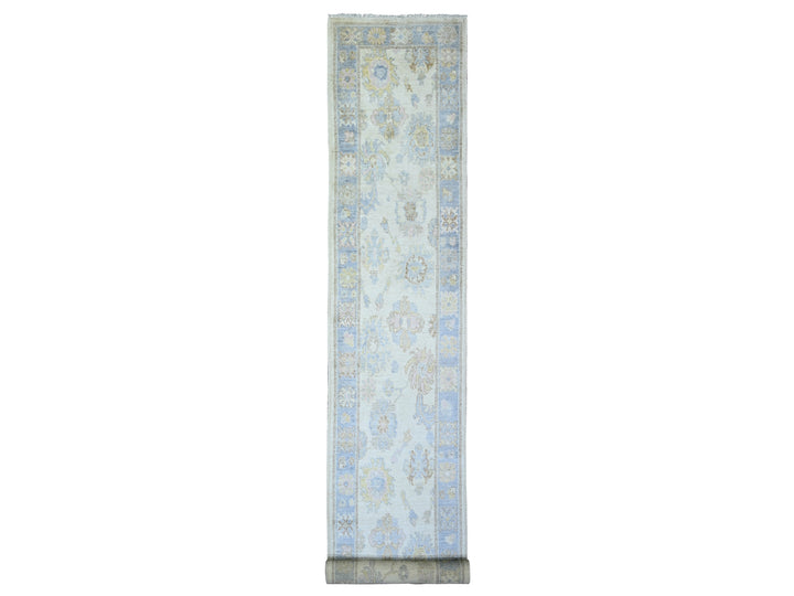 2'8" x 17'3" New Hand Knotted Ivory Wool Runner Oriental Rug - MOA10273433