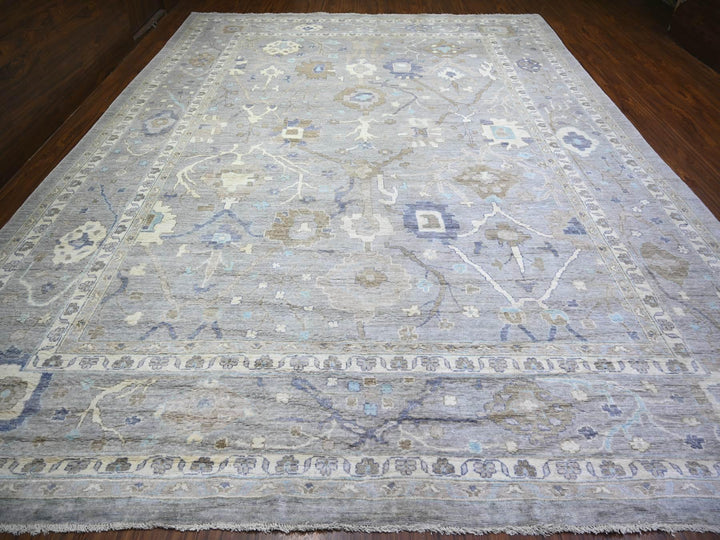 12'0" x 15'6" New Hand Knotted Grey Wool Rectangle Oriental Rug - MOA10273447
