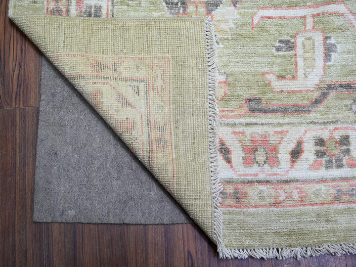 13'10" x 19'8" New Hand Knotted Green Wool Rectangle Oriental Rug - MOA10273448
