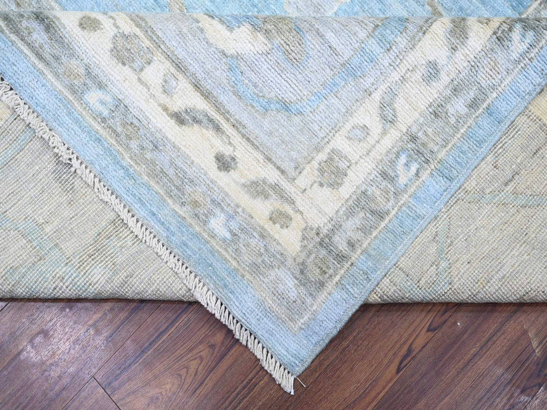 12'1" x 14'10" New Hand Knotted Blue Wool Rectangle Oriental Rug - MOA10273457