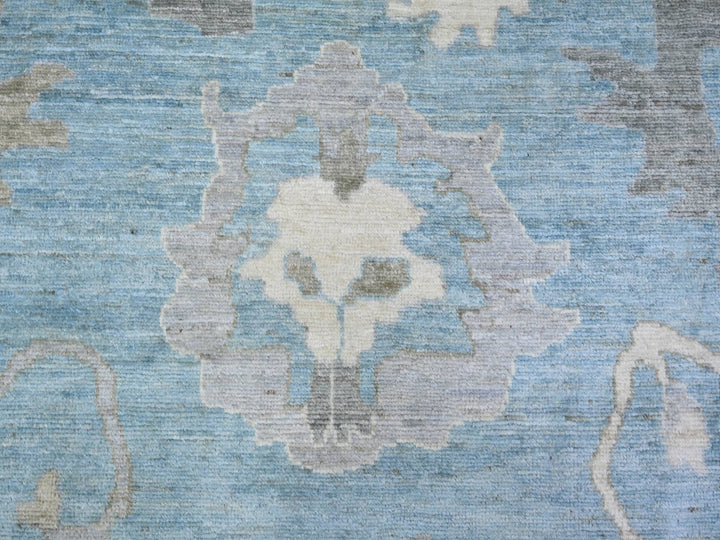 12'1" x 14'10" New Hand Knotted Blue Wool Rectangle Oriental Rug - MOA10273457
