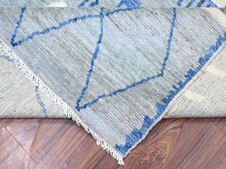 8'9" x 11'6" New Hand Knotted Grey Wool Rectangle Oriental Rug - MOA10273475