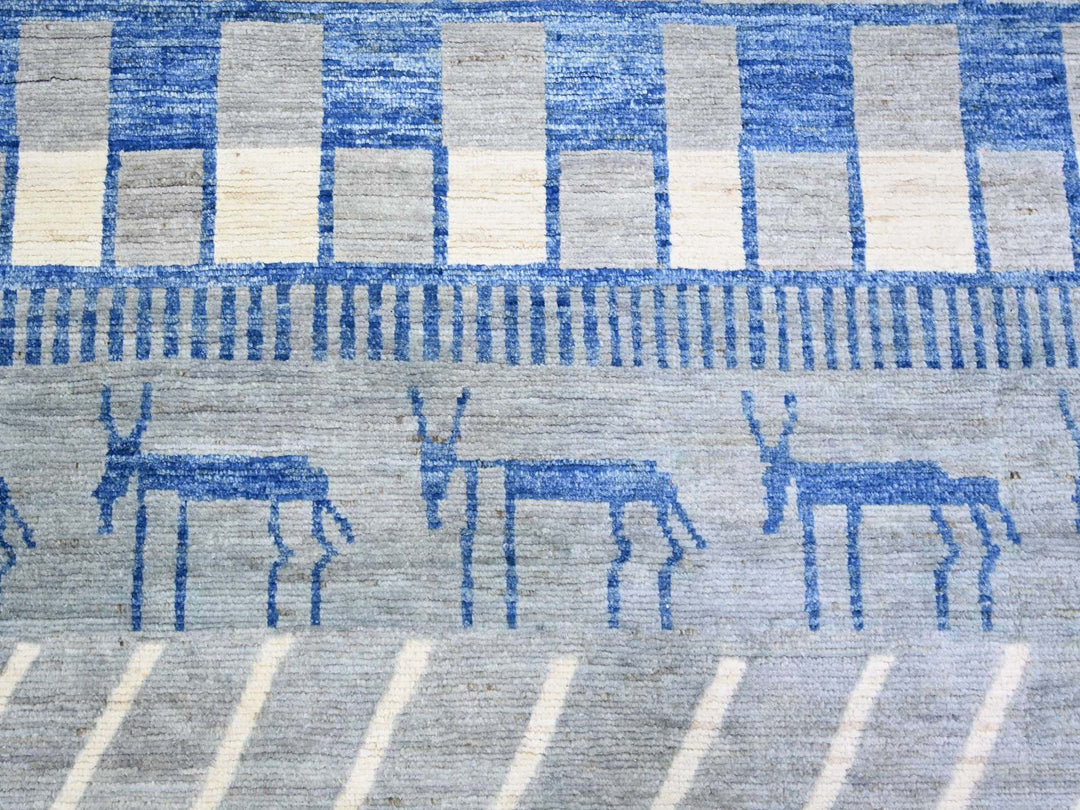 8'9" x 11'6" New Hand Knotted Grey Wool Rectangle Oriental Rug - MOA10273475