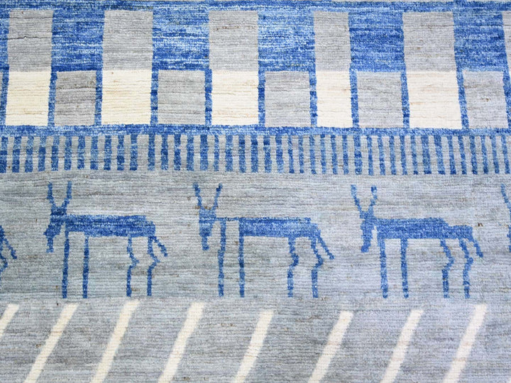 8'9" x 11'6" New Hand Knotted Grey Wool Rectangle Oriental Rug - MOA10273475