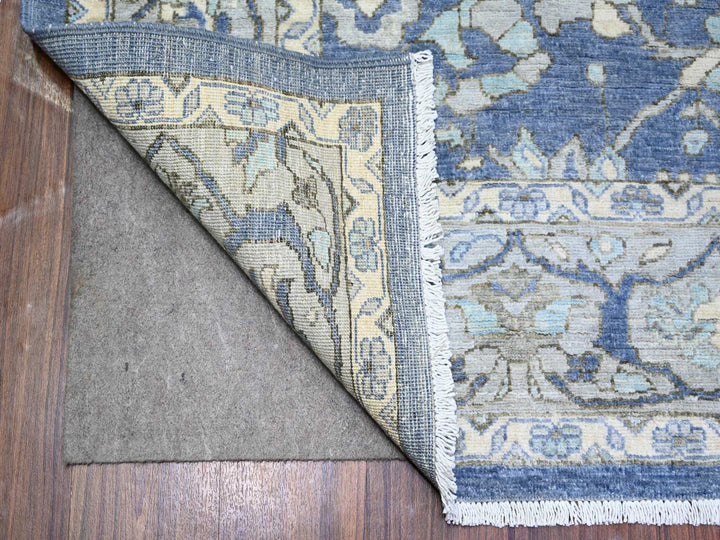 6'2" x 8'10" New Hand Knotted Blue Wool Rectangle Oriental Rug - MOA10273483