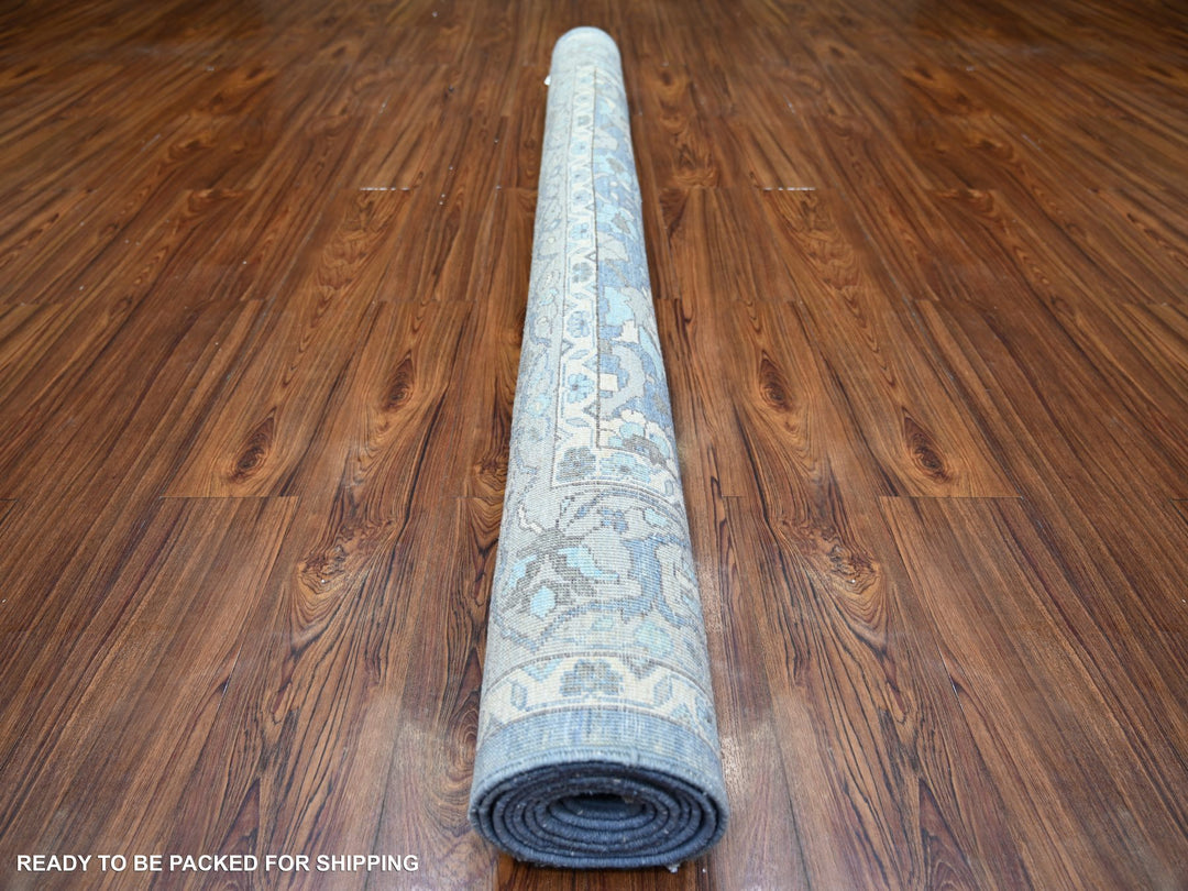 6'2" x 8'10" New Hand Knotted Blue Wool Rectangle Oriental Rug - MOA10273483