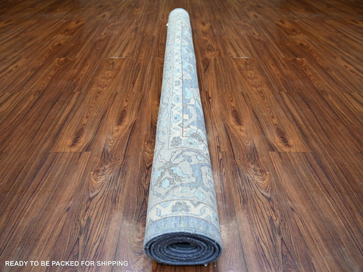 6'2" x 8'10" New Hand Knotted Blue Wool Rectangle Oriental Rug - MOA10273483