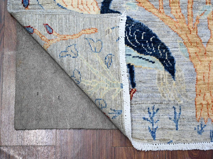 2'8" x 9'6" New Hand Knotted Grey Wool Runner Oriental Rug - MOA10273488