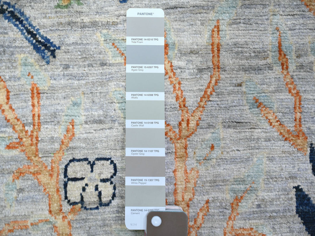 2'8" x 9'6" New Hand Knotted Grey Wool Runner Oriental Rug - MOA10273488