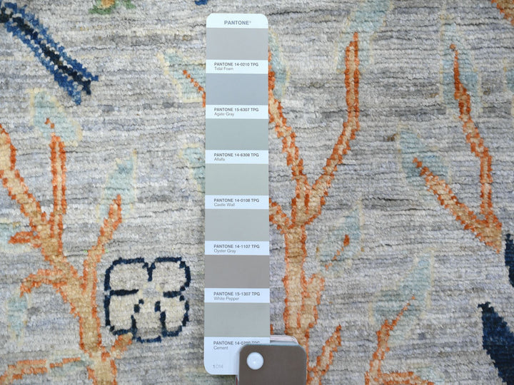2'8" x 9'6" New Hand Knotted Grey Wool Runner Oriental Rug - MOA10273488