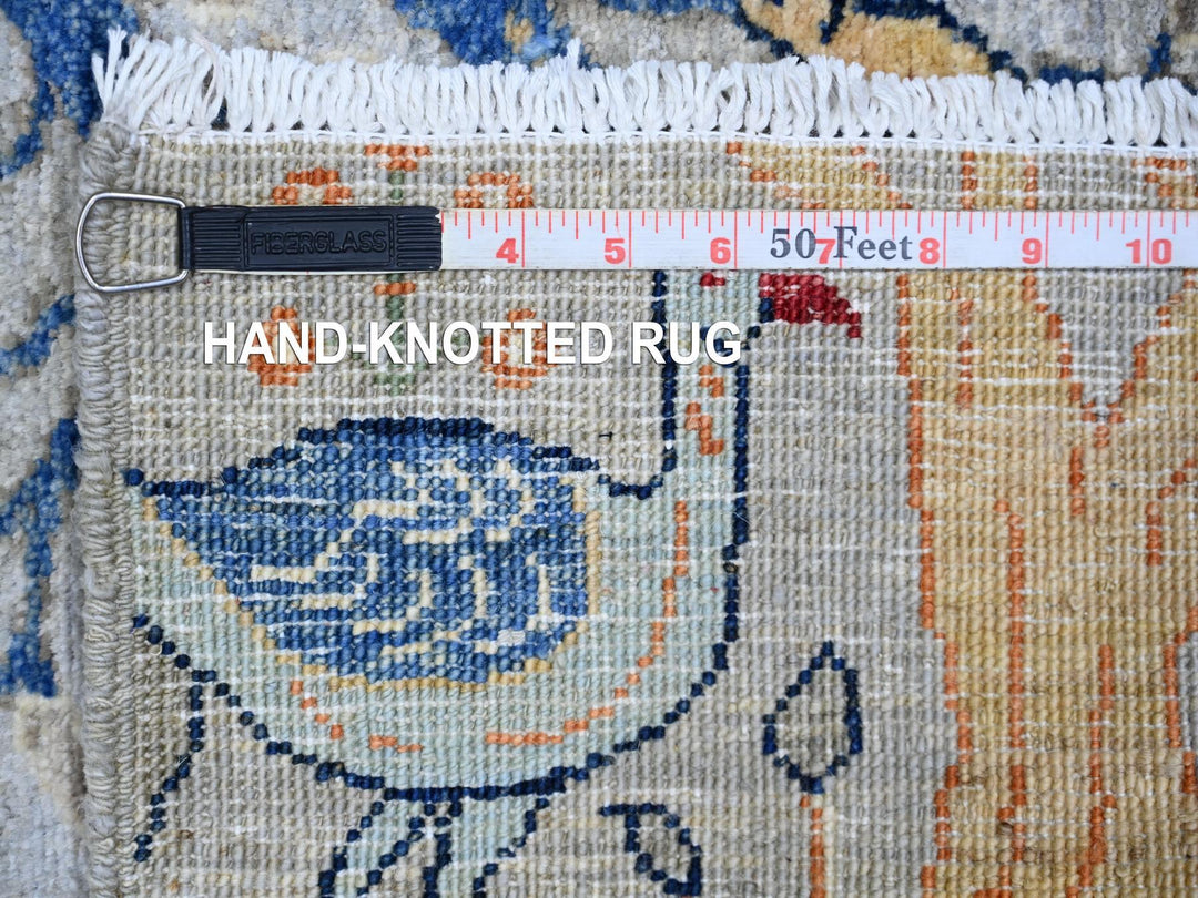 2'8" x 9'6" New Hand Knotted Grey Wool Runner Oriental Rug - MOA10273488