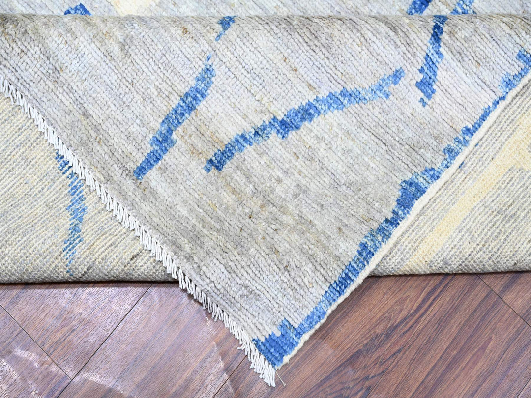 11'9" x 15'7" New Hand Knotted Grey Wool Rectangle Oriental Rug - MOA10273491