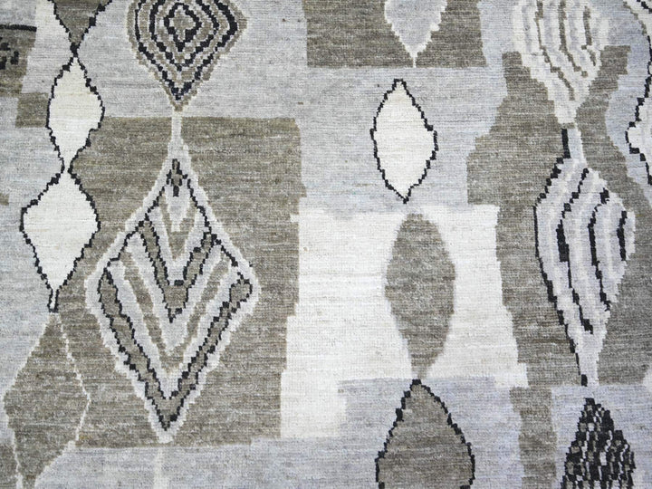 7'4" x 9'6" New Hand Knotted Ivory Wool Rectangle Oriental Rug - MOA10273492