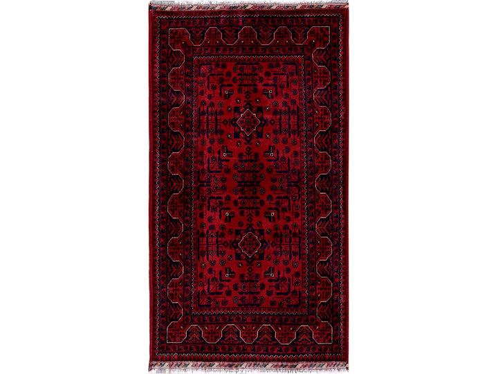 2'9" x 4'11" New Hand Knotted Red Wool Rectangle Oriental Rug - MOA102734