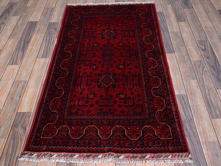 2'9" x 4'11" New Hand Knotted Red Wool Rectangle Oriental Rug - MOA102734