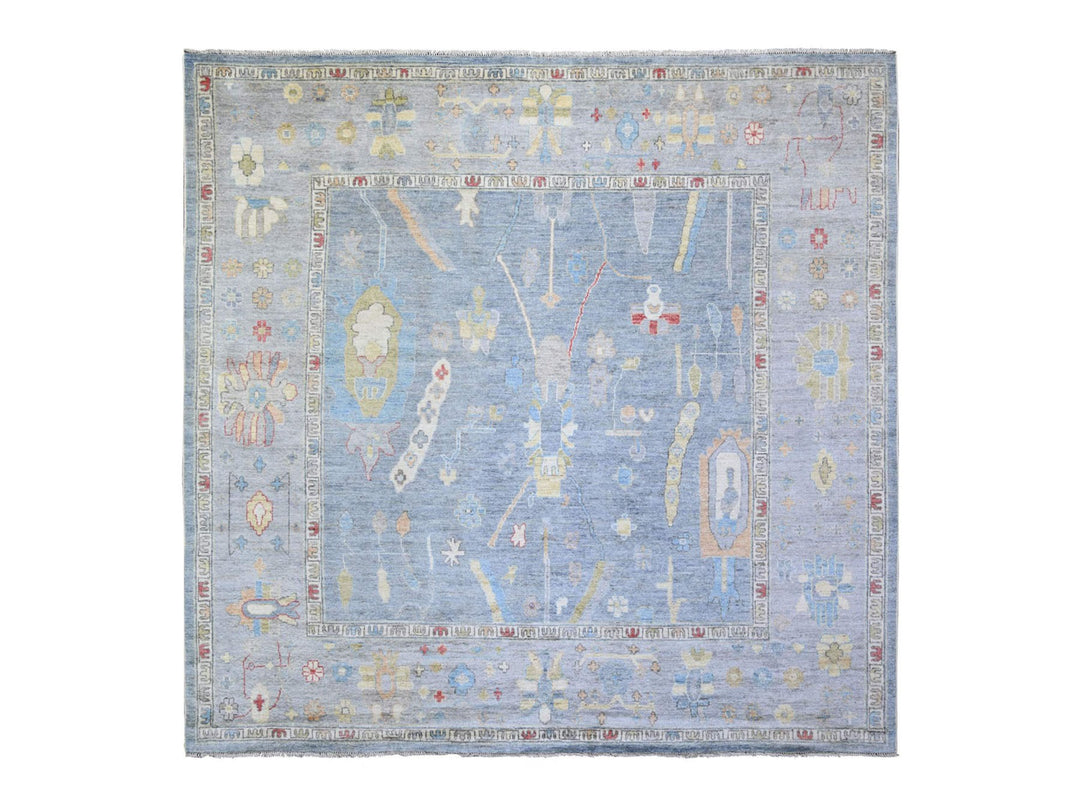 9'10" x 9'7" New Hand Knotted Blue Wool Square Oriental Rug - MOA10273520