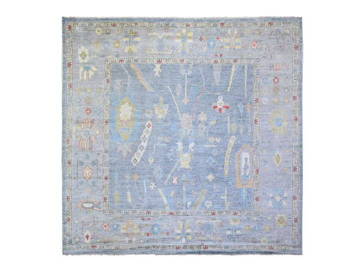 9'10" x 9'7" New Hand Knotted Blue Wool Square Oriental Rug - MOA10273520