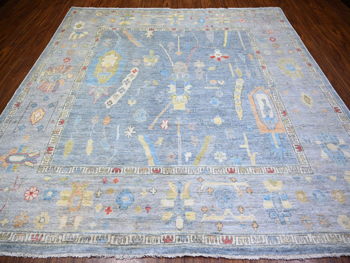 9'10" x 9'7" New Hand Knotted Blue Wool Square Oriental Rug - MOA10273520