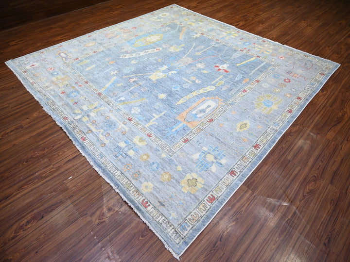9'10" x 9'7" New Hand Knotted Blue Wool Square Oriental Rug - MOA10273520