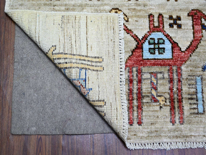 8'2" x 9'9" New Hand Knotted Beige Wool Rectangle Oriental Rug - MOA10273526