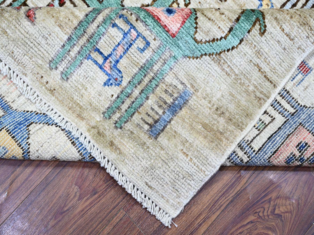 8'2" x 9'9" New Hand Knotted Beige Wool Rectangle Oriental Rug - MOA10273526