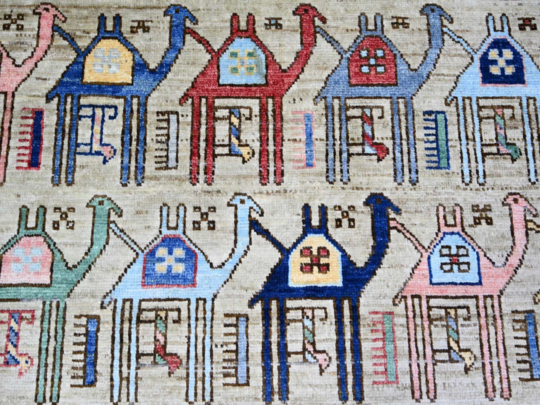 8'2" x 9'9" New Hand Knotted Beige Wool Rectangle Oriental Rug - MOA10273526