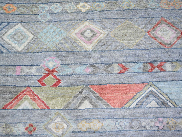 8'2" x 9'8" New Hand Knotted Grey Wool Rectangle Oriental Rug - MOA10273527