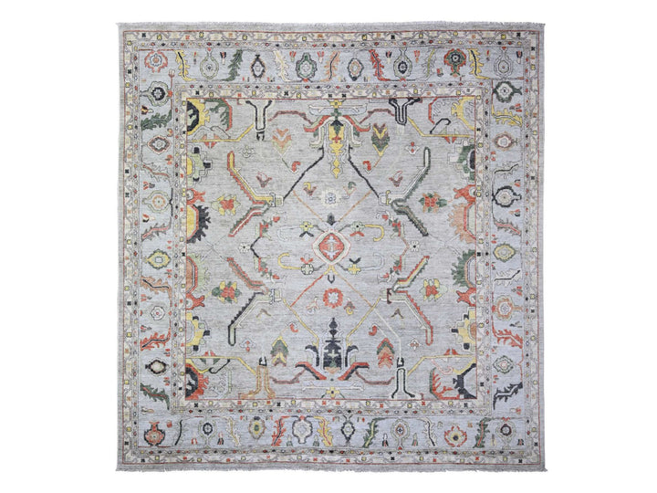 11'7" x 11'9" New Hand Knotted Grey Wool Square Oriental Rug - MOA10273529