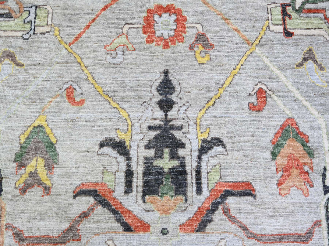 11'7" x 11'9" New Hand Knotted Grey Wool Square Oriental Rug - MOA10273529