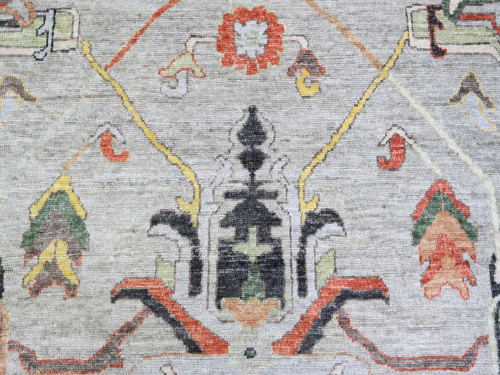 11'7" x 11'9" New Hand Knotted Grey Wool Square Oriental Rug - MOA10273529