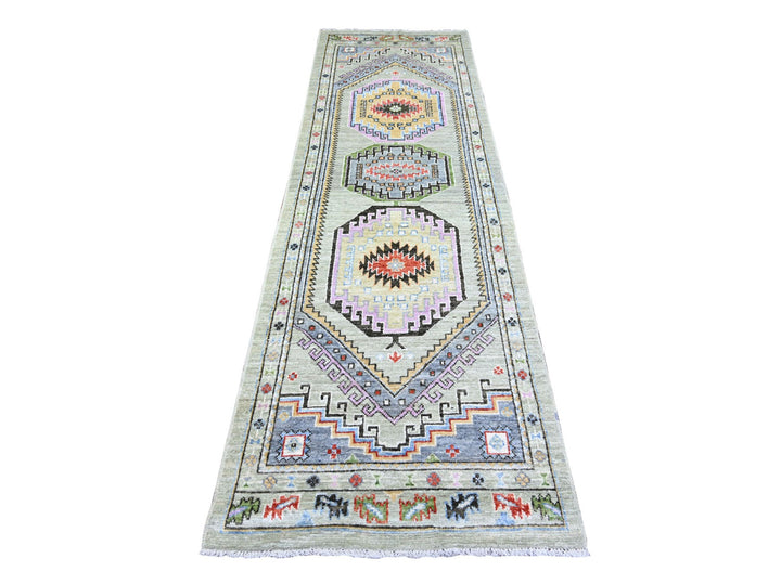3'0" x 10'0" New Hand Knotted Brown Wool Runner Oriental Rug - MOA10273536