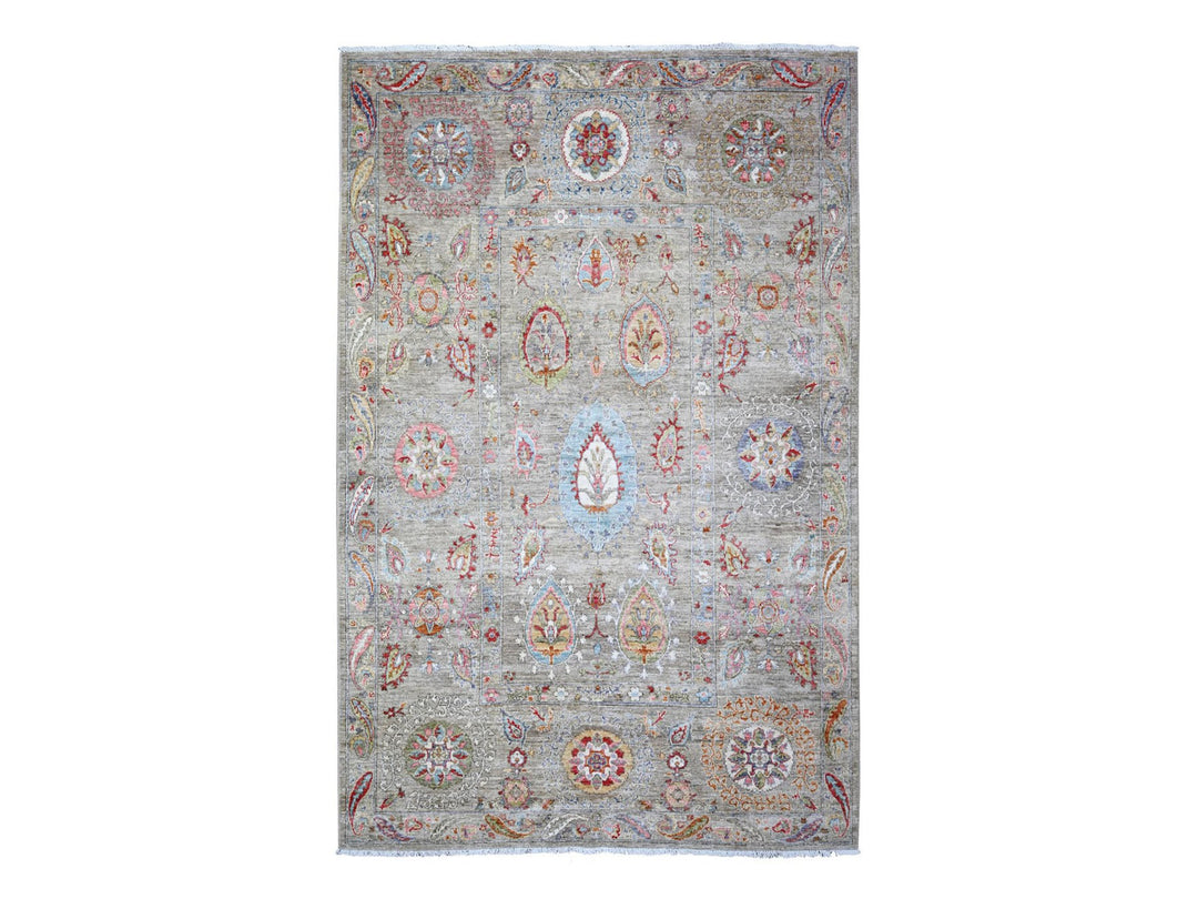 6'0" x 9'2" New Hand Knotted Brown Wool Rectangle Oriental Rug - MOA10273548