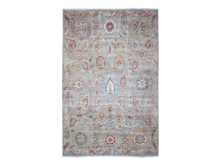 6'0" x 9'2" New Hand Knotted Brown Wool Rectangle Oriental Rug - MOA10273548